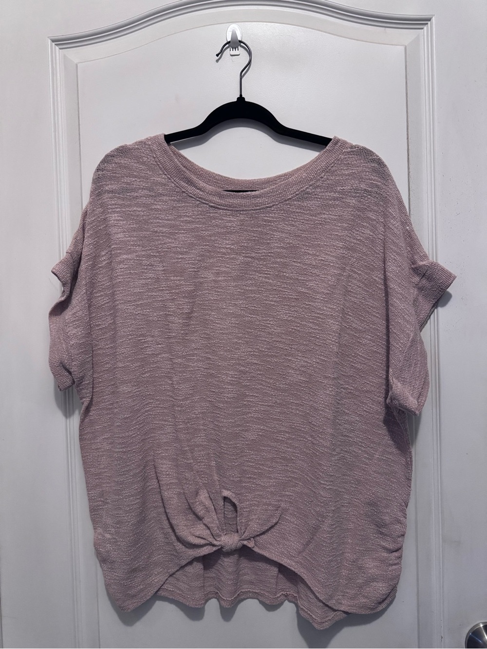Cherish Dusty Rose Knot-Front Short Sleeve Top